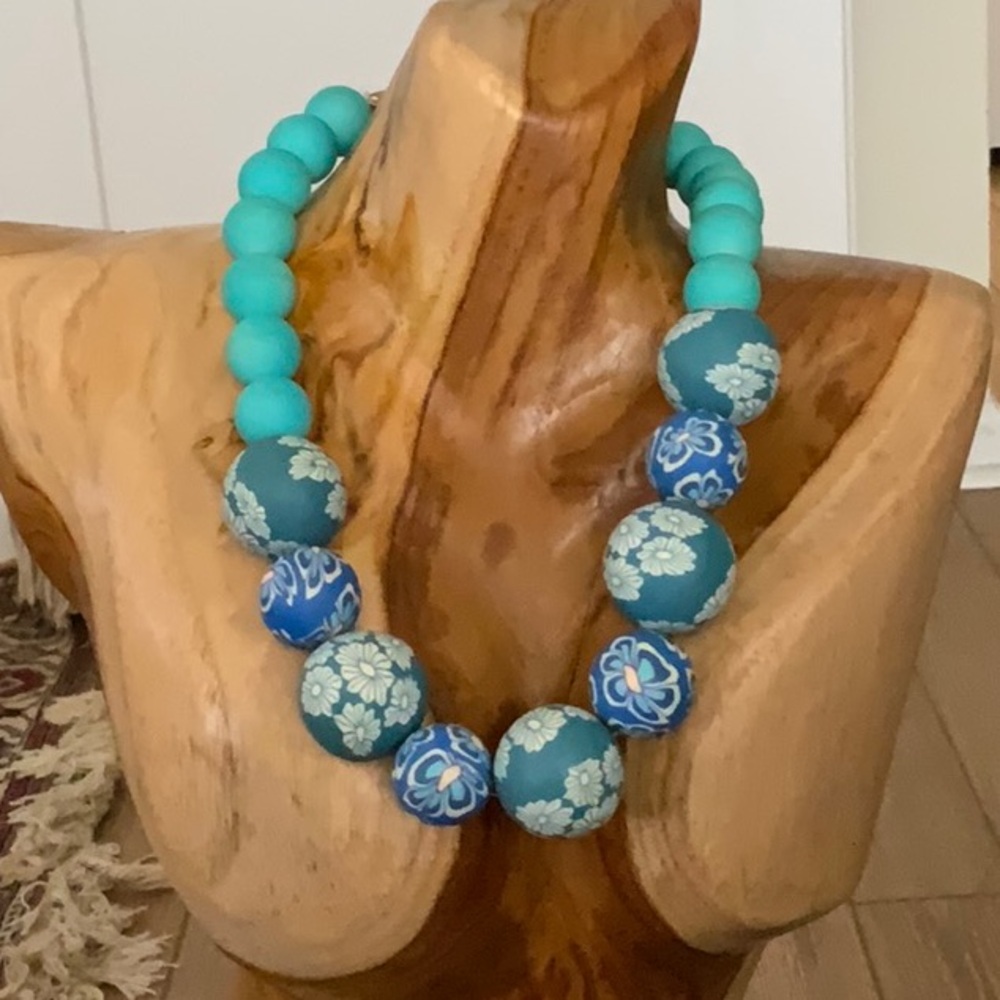 Lenora Dame Vintage Blue Beaded Necklace